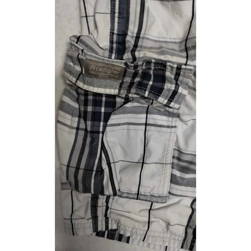 Wrangler Plaid Cargo Shorts Relaxed Fit‎ Comfortable Casual Mens Size 38